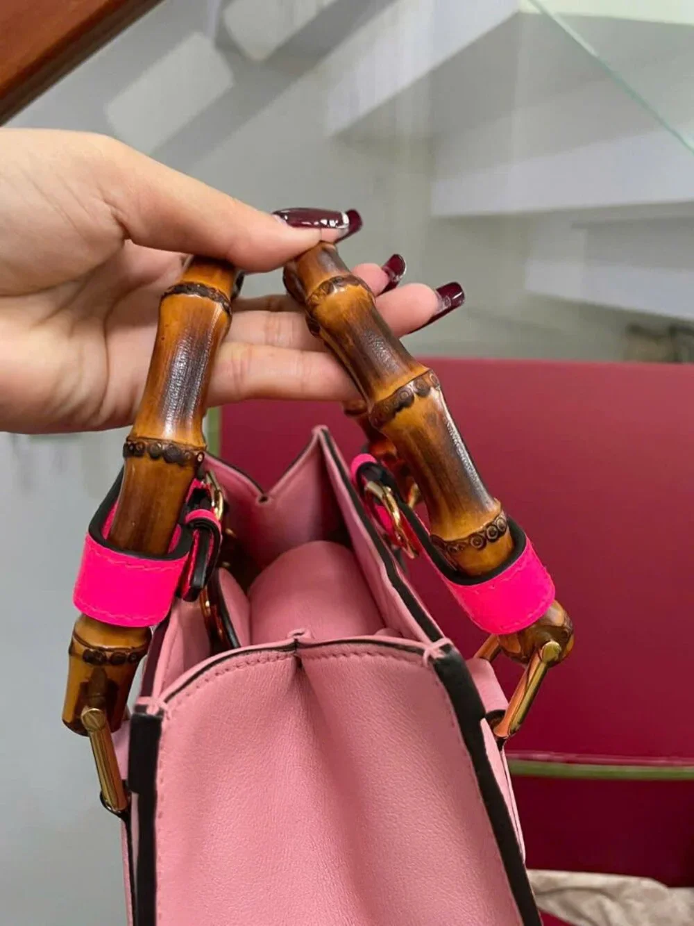 GUCCI Wonka Grain Calfskin Mini Diana Tote Bag Pink - Picture 16 of 16